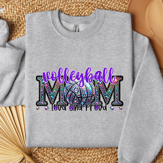 VOLLEYBALL MOM RHINESTONE PURPLE - DTF TRANSFER