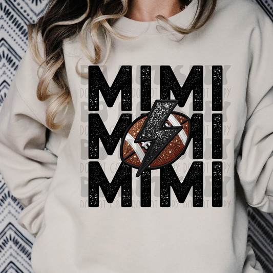 MIMI STACKED FAUX EMBROIDERY FOOTBALL - DTF TRANSFER