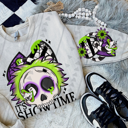 SHOW TIME SKULL W/ SLEEVE - DTF TRANSFER