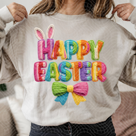 FAUX YARN HAPPY EASTER RAINBOW - DTF TRANSFER
