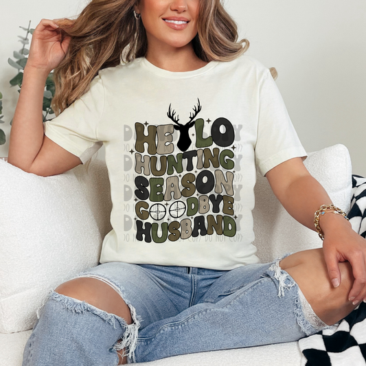 HELLO HUNTING SEASON GROOVY COLORED - DTF TRANSFER