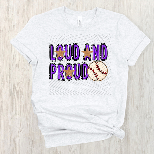 BASEBALL LOUD AND PROUD, PURPLE - DTF TRANSFER