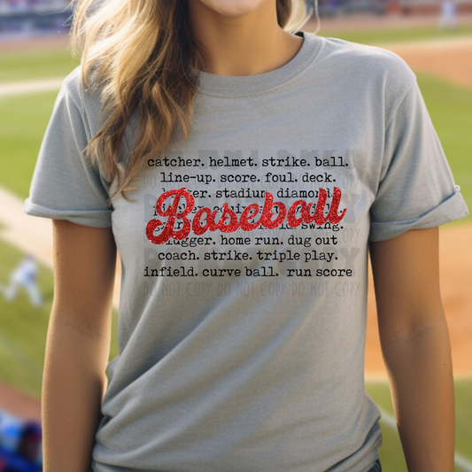 BASEBALL WORDS - DTF TRANSFER