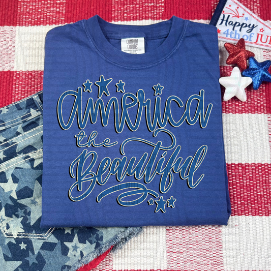 AMERICA THE BEAUTIFUL BLUE- DTF TRANSFER