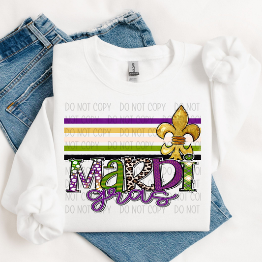 MARDI GRAS RETRO STRIPE - DTF TRANSFER