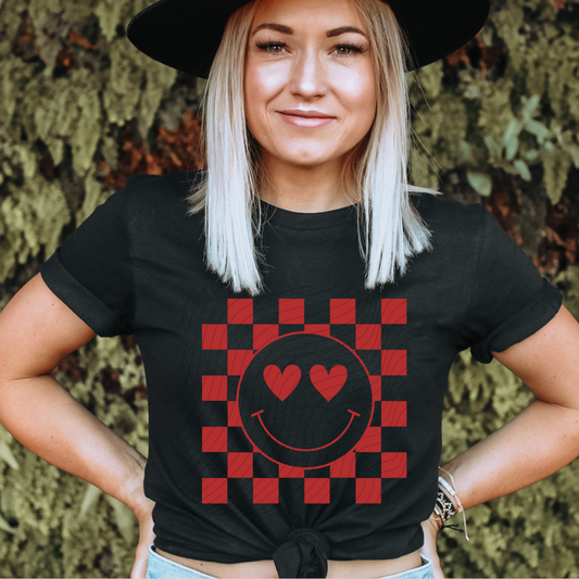 HEART SMILE CHECK BACKGROUND - DTF TRANSFER
