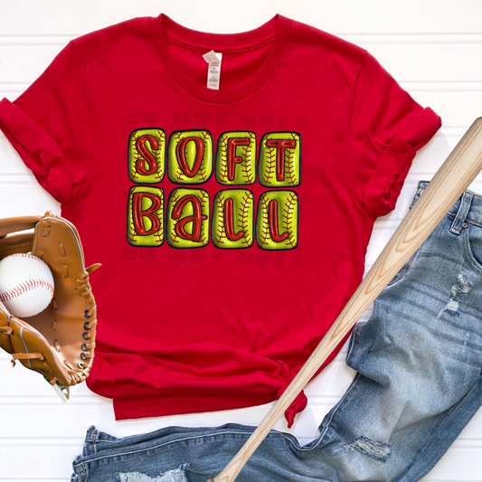 SOFTBALL BUBBLE LETTERS - DTF TRANSFER