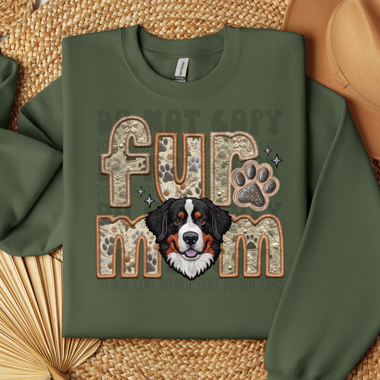 FUR MOM, BERNESE MOUNTAIN - FAUX EMBROIDERY - DTF TRANSFER