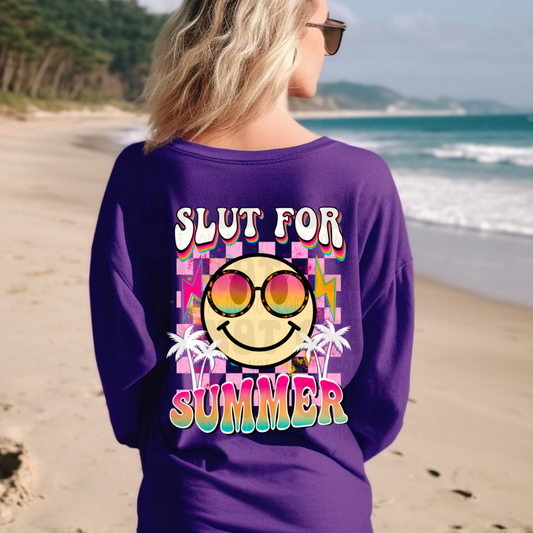 SLUT FOR SUMMER PINK CHECKERED - DTF TRANSFER