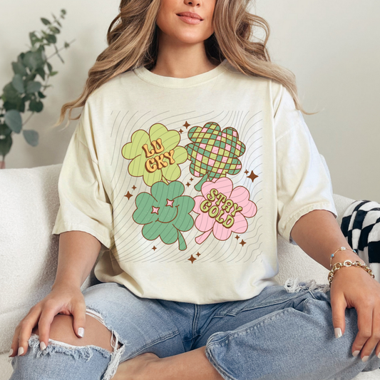 LUCKY SHAMROCKS GROOVY - DTF TRANSFER