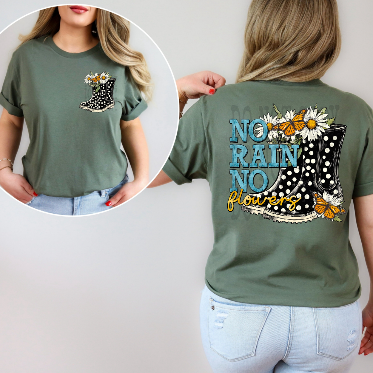 NO RAIN, NO FLOWERS W/ POCKET - DTF TRANSFER