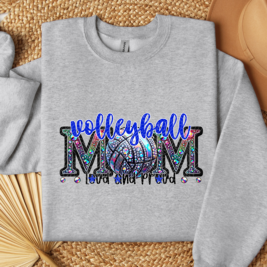 VOLLEYBALL MOM RHINESTONE BLUE - DTF TRANSFER