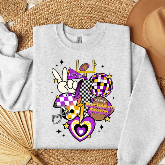 RETRO FOOTBALL COLLAGE - PURPLE & YELLOW - DTF TRANSFER