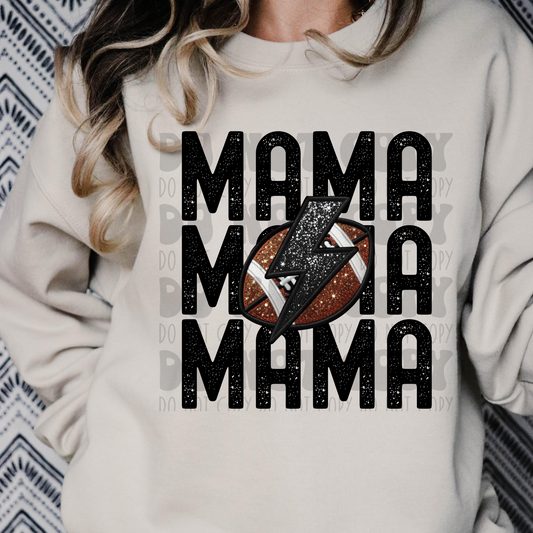 MAMA STACKED FAUX EMBROIDERY FOOTBALL - DTF TRANSFER