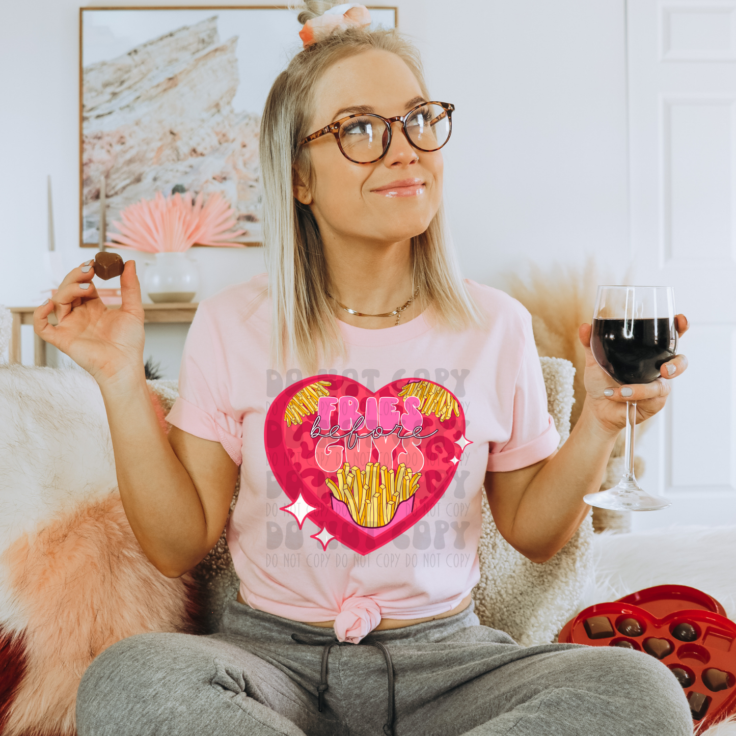 FRIES BEFORE GUYS HEART NO DISTRESS - DTF TRANSFER