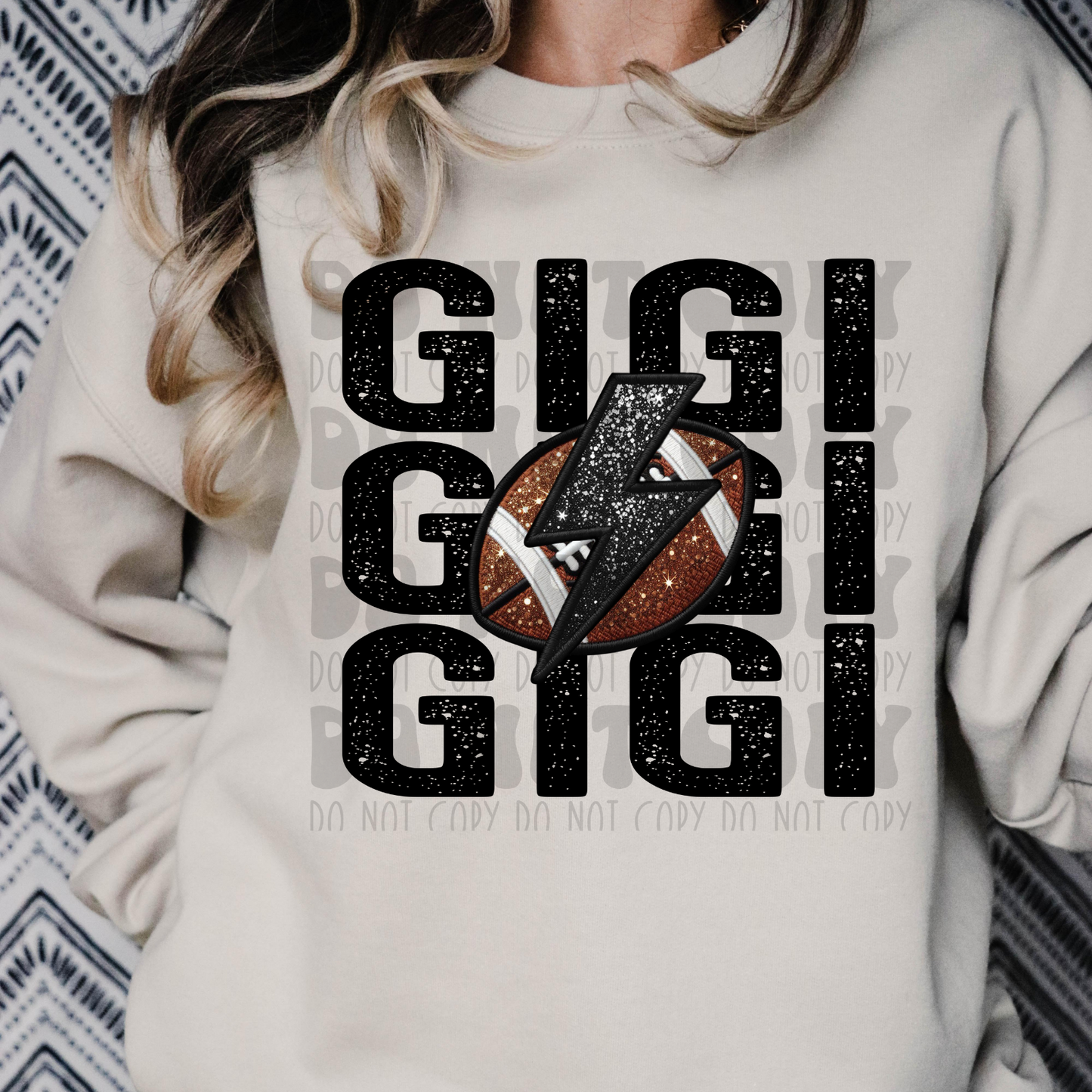 GIGI STACKED FAUX EMBROIDERY FOOTBALL - DTF TRANSFER