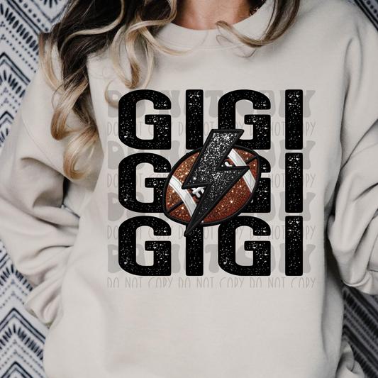 GIGI STACKED FAUX EMBROIDERY FOOTBALL - DTF TRANSFER