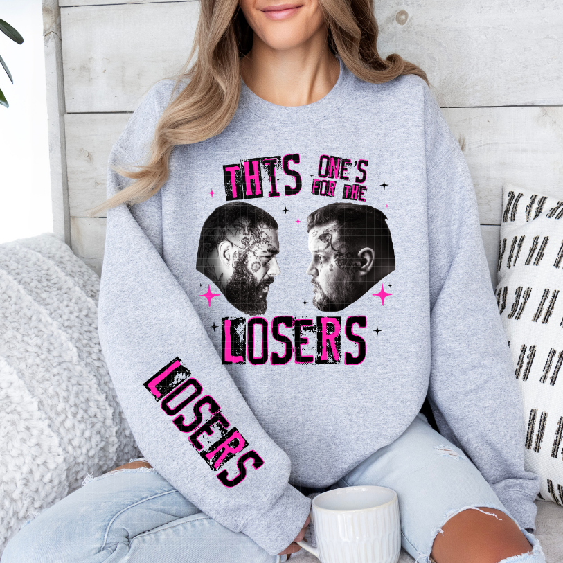 LOSERS BLK/PINK W/ SLEEVE - DTF TRANSFER