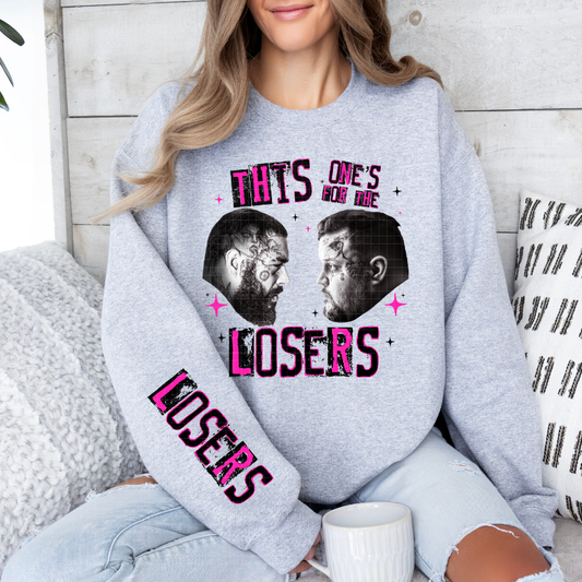 LOSERS BLK/PINK W/ SLEEVE - DTF TRANSFER