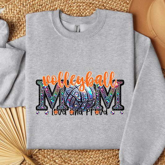 VOLLEYBALL MOM RHINESTONE ORANGE - DTF TRANSFER