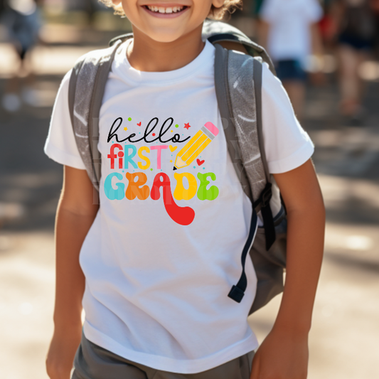 HELLO FIRST GRADE - DTF TRANSFER