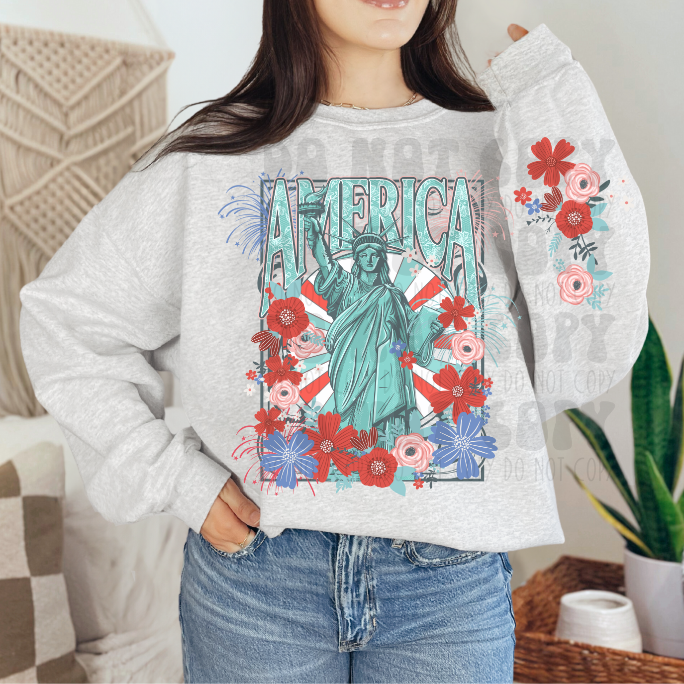 LIBERTY AMERICA W/SLEEVE - DTF TRANSFER