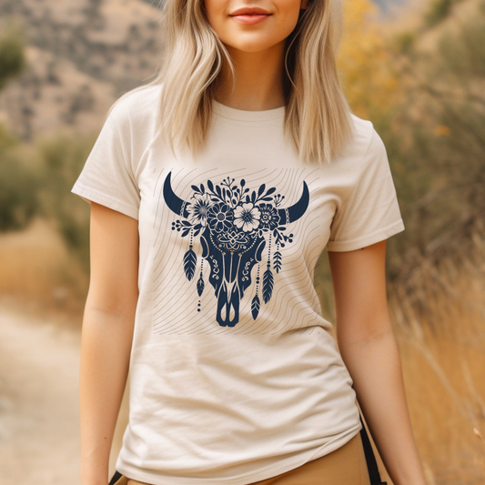 NAVY BULL SKULL - DTF TRANSFER