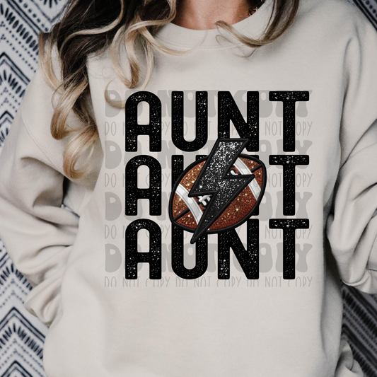 AUNT STACKED FAUX EMBROIDERY FOOTBALL - DTF TRANSFER