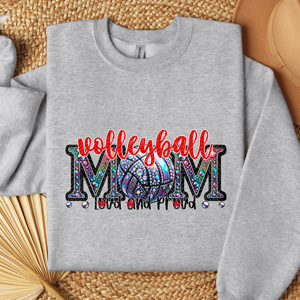 VOLLEYBALL MOM RHINESTONE RED - DTF TRANSFER