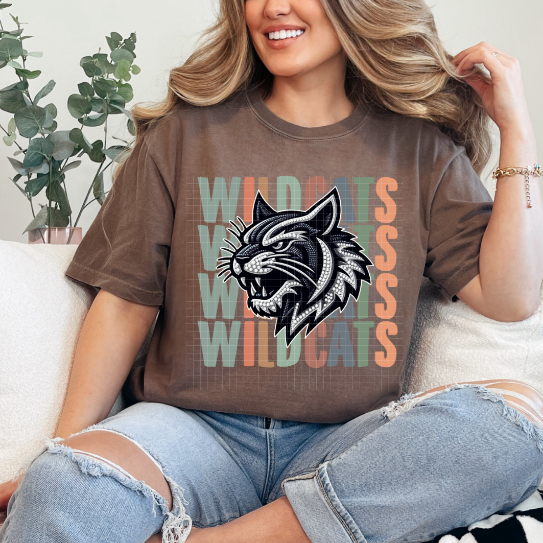WILDCATS STACKED RHINESTONES - DTF TRANSFER