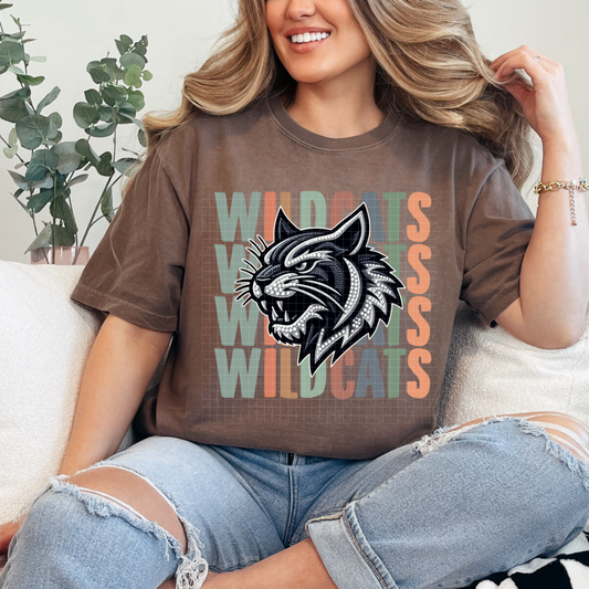 WILDCATS STACKED RHINESTONES - DTF TRANSFER