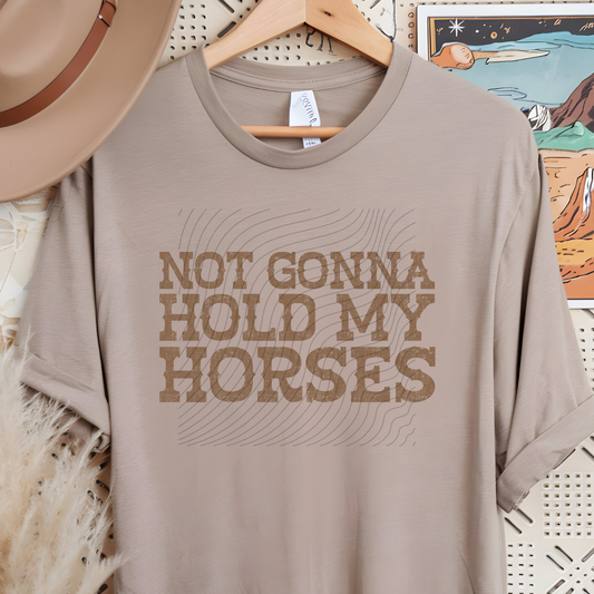 HORSES DISTRESSED BROWN TEXT - DTF TRANSFER