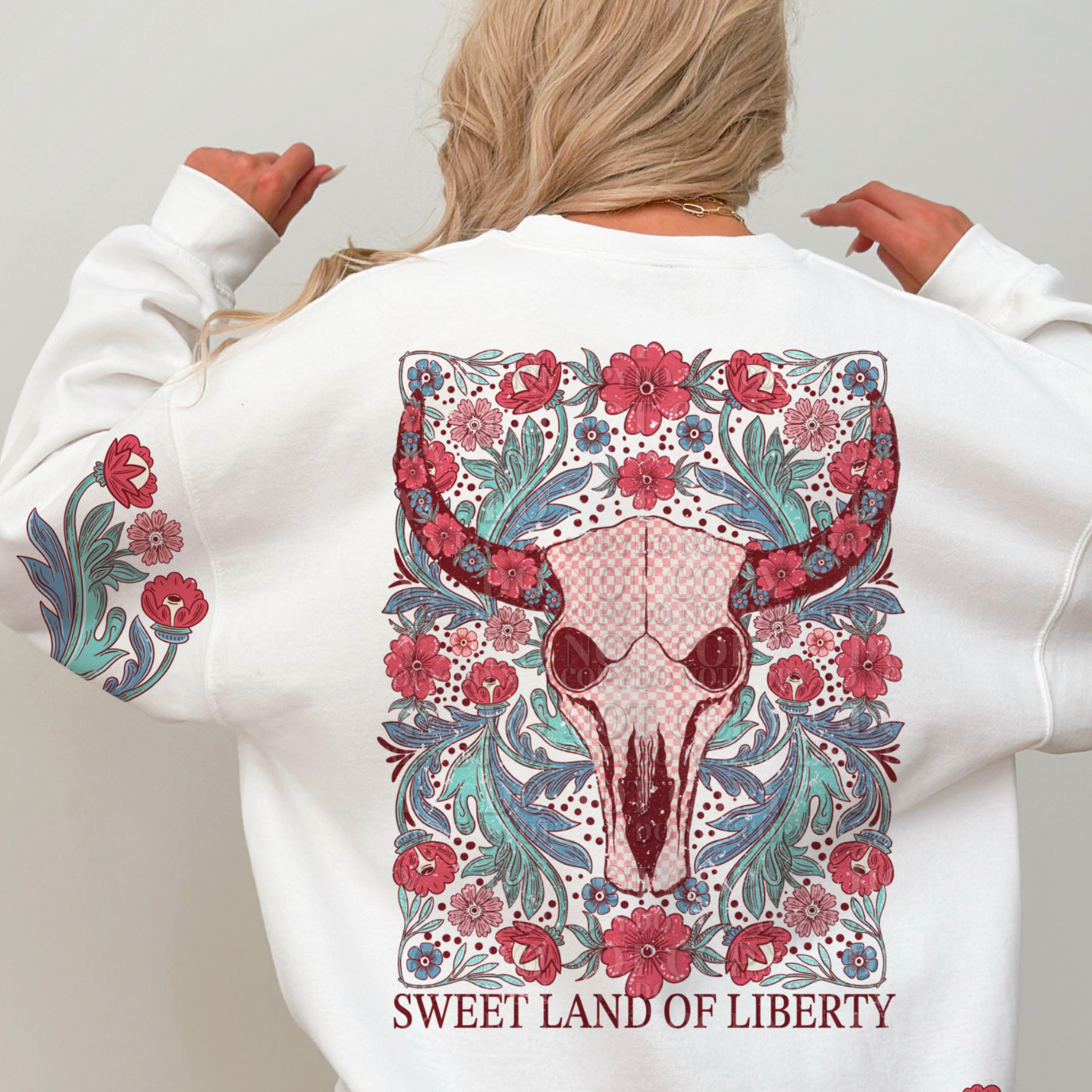 SWEET LAND OF LIBERTY SKULL W/SLEEVE - DTF TRANSFER