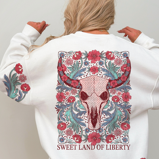 SWEET LAND OF LIBERTY SKULL W/SLEEVE - DTF TRANSFER