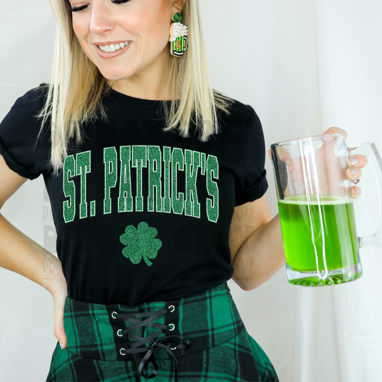 ST PATRICKS DARKER GREEN FAUX GLITTER - DTF TRANSFER