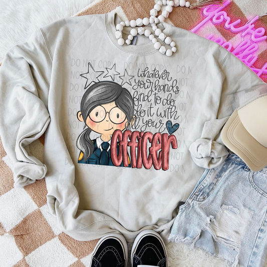 DO IT WITH ALL YOUR HEART OFFICER, GREY HAIR - DTF TRANSFER