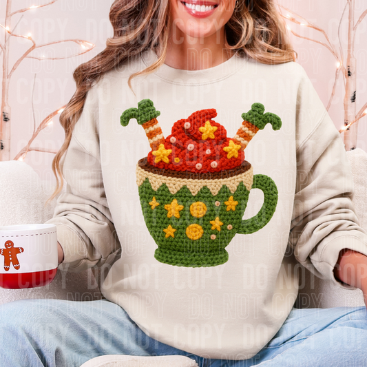 FAUX YARN COFFEE CUP ELF FEET - DTF TRANSFER