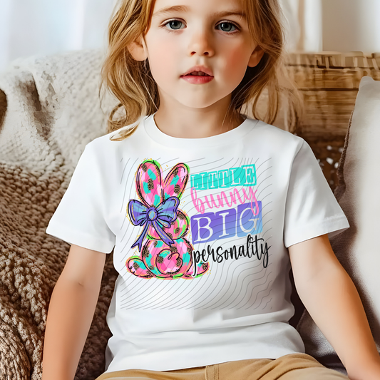 LITTLE BUNNY BIG PERSONALITY BLK TEXT - DTF TRANSFER