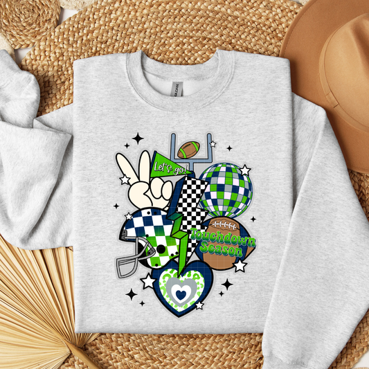 RETRO FOOTBALL COLLAGE - NAVY & GREEN - DTF TRANSFER