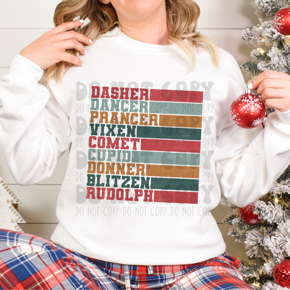 REINDEER NAMES - DTF TRANSFER