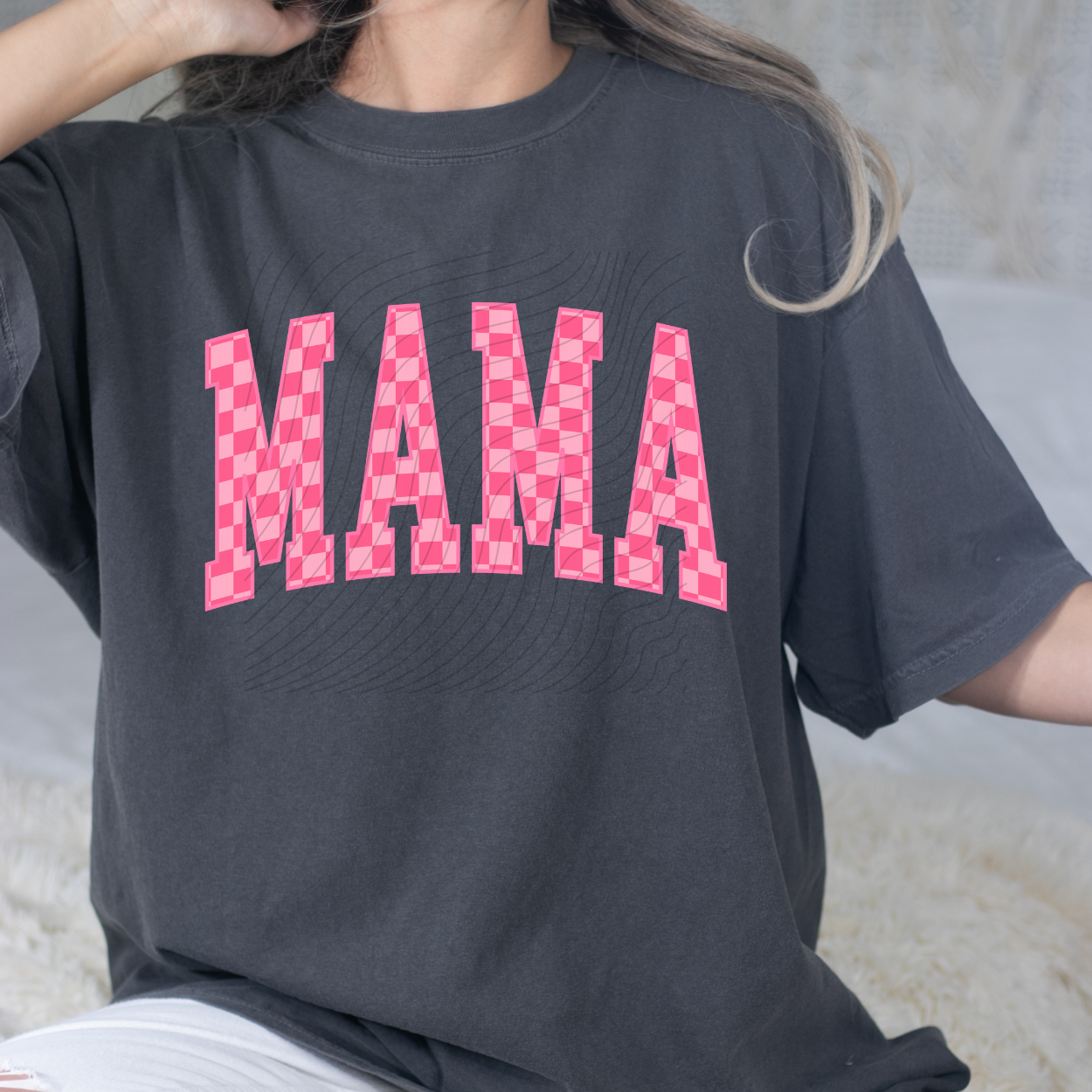 PINK CHECKERED MAMA - DTF TRANSFER