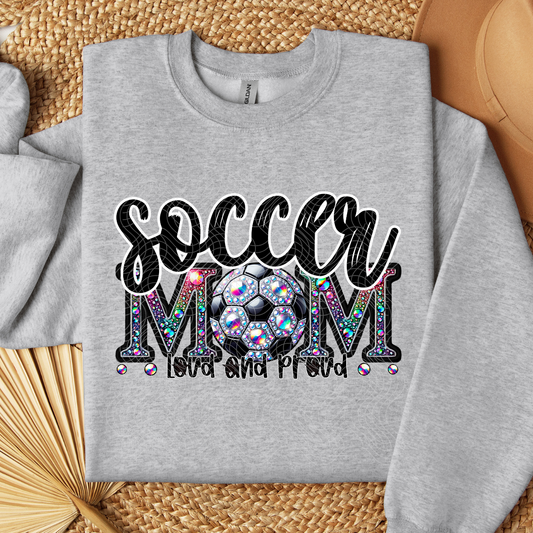 SOCCER MOM RHINESTONES BLK - DTF TRANSFER
