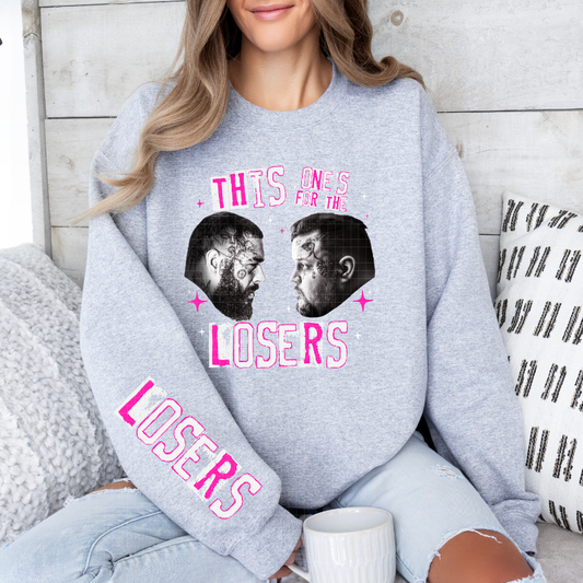 LOSERS PINK/WHT W/ SLEEVE - DTF TRANSFER