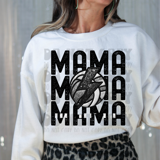 MAMA STACKED FAUX EMBROIDERY VOLLEYBALL - DTF TRANSFER