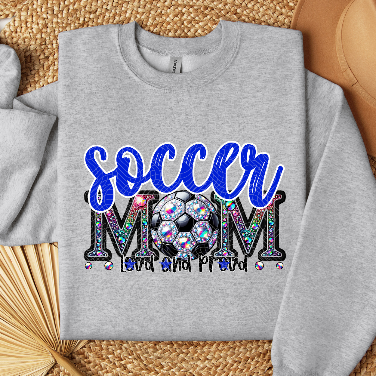 SOCCER MOM RHINESTONES BLUE - DTF TRANSFER