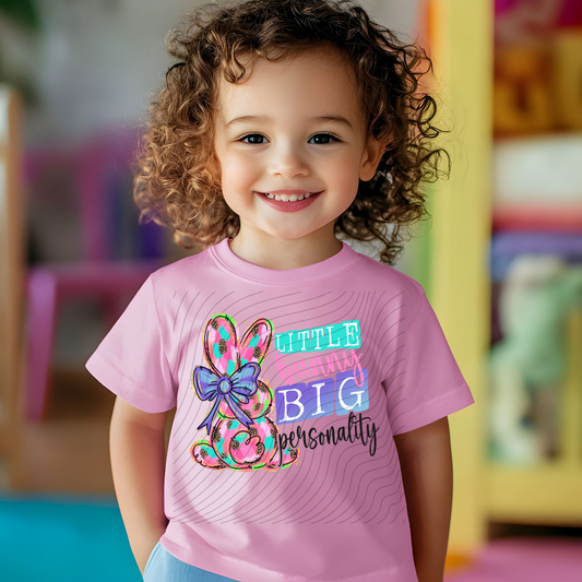 LITTLE BUNNY BIG PERSONALITY BLK TEXT WHITE FILLED BLOCKS - DTF TRANSFER