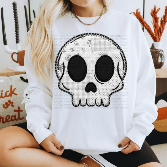 FAUX STITCH SKULL - DTF TRANSFER