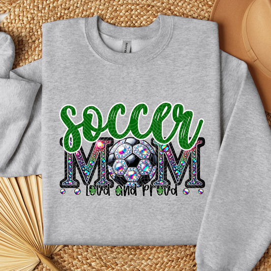 SOCCER MOM RHINESTONES GREEN - DTF TRANSFER