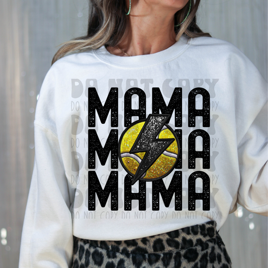 MAMA STACKED FAUX EMBROIDERY TENNIS - DTF TRANSFER