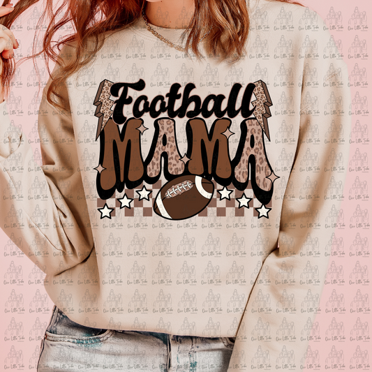 FOOTBALL MAMA LEOPARD BOLTS - DTF TRANSFER